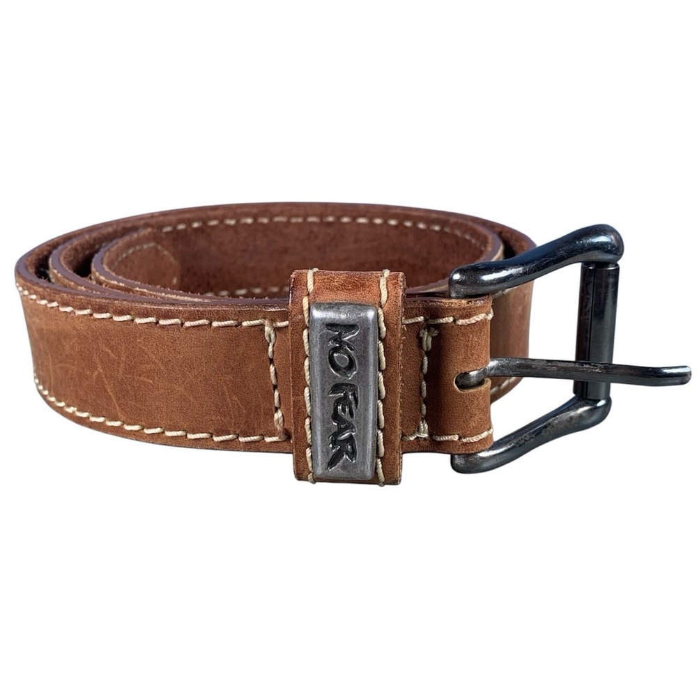 Vintage No Fear Leather Belt Adjustable Size 38
